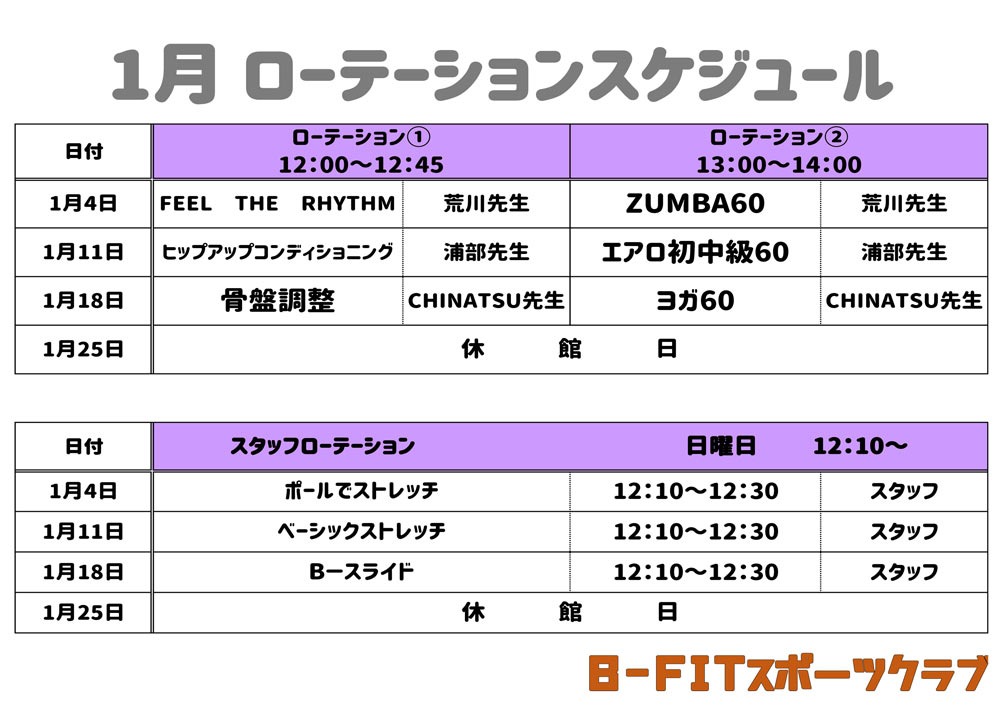 2026年1月ローテーションプログラム