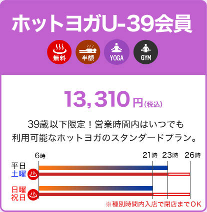 ホットヨガU-39会員13,310円