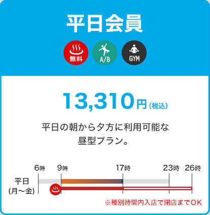平日会員13,310円