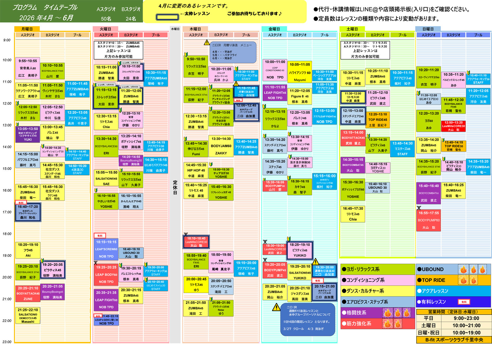 2026年4月からのレッスンプログラム